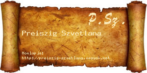 Preiszig Szvetlana névjegykártya